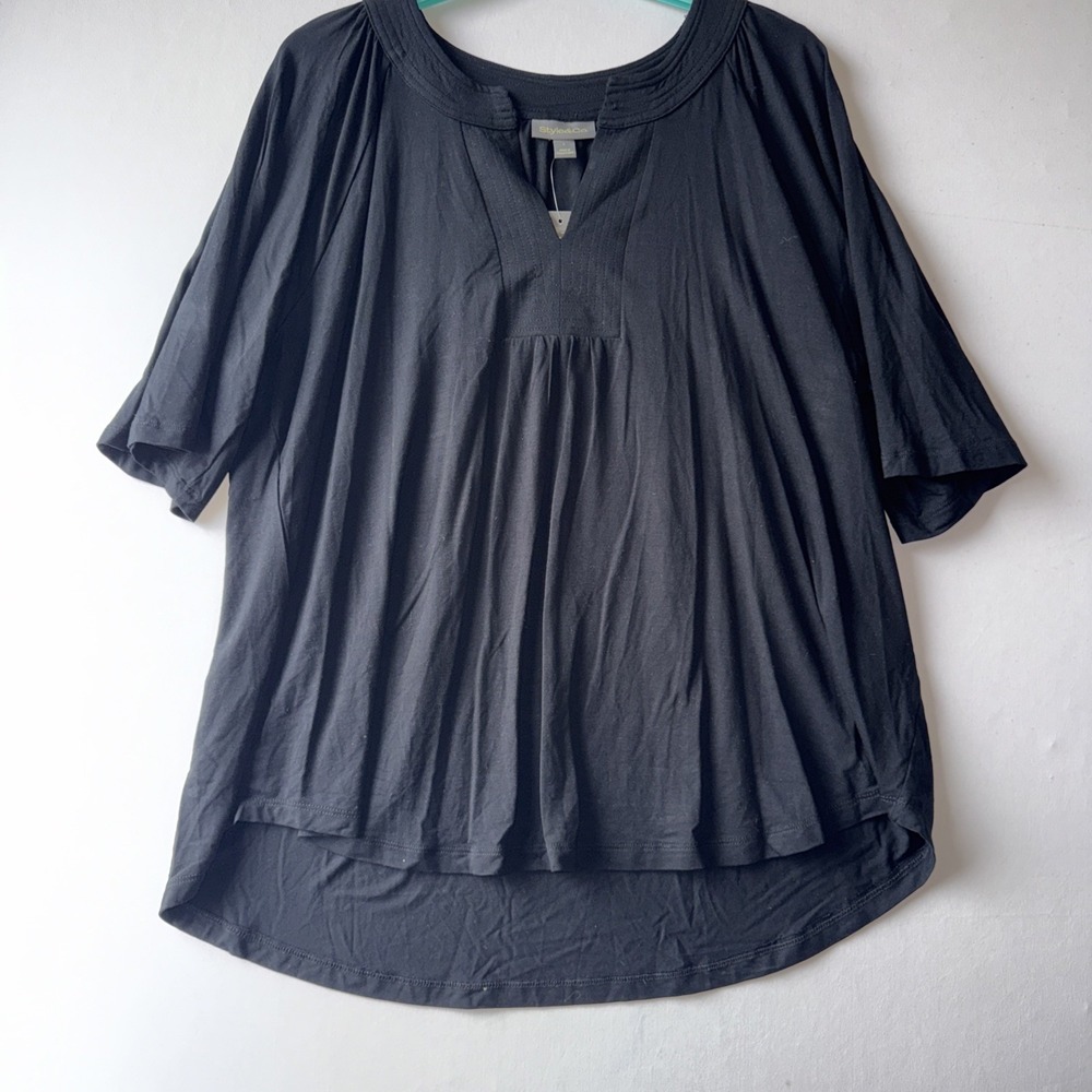 Style & Co Women's Top Blouse Casual Large Black NWT